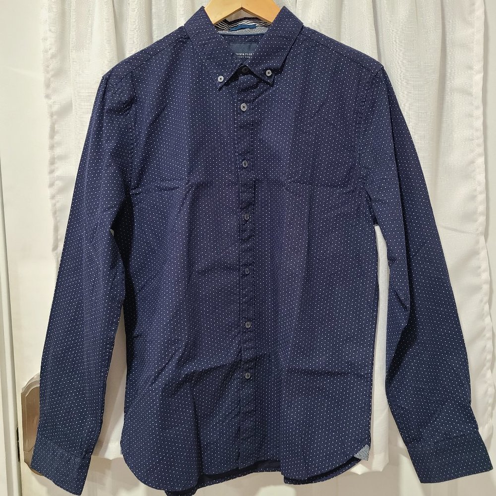 Denim & Flower navy blue button down shirt size Medium